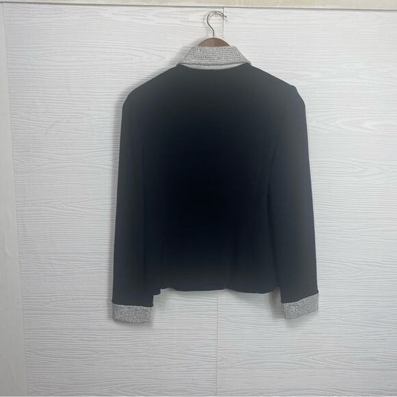 St. John Evening Bling Rhinestone detailed Black Blazer Knit Size4 Old Money - Picture 10 of 12